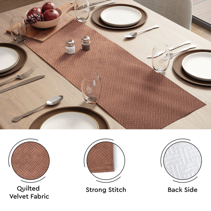Quilted Velvet Bronze Table Runner
