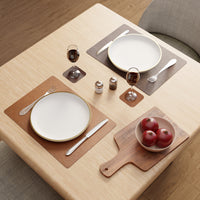 2 Sided Leather Brown & Tan Placemat + Coaster