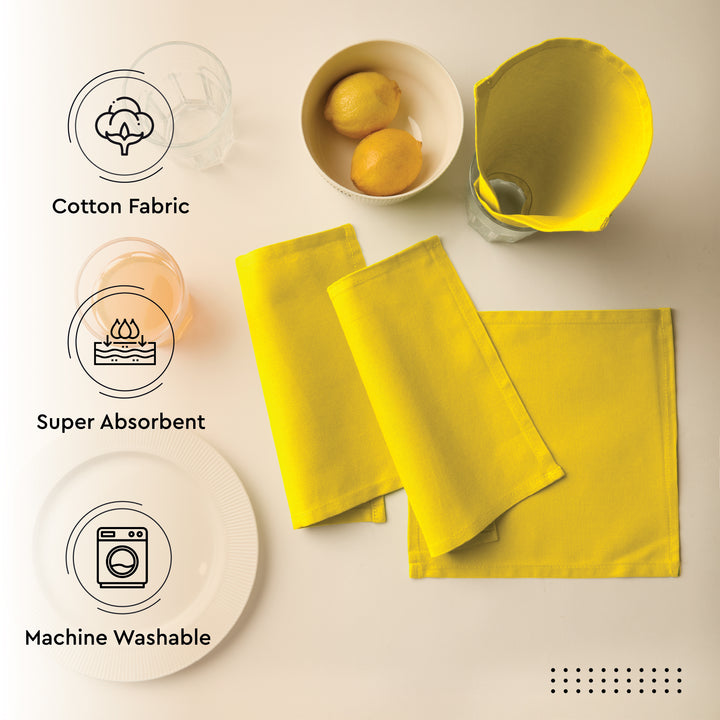 Cotton Sunbeam Yellow Table Napkins (Pack of 12)