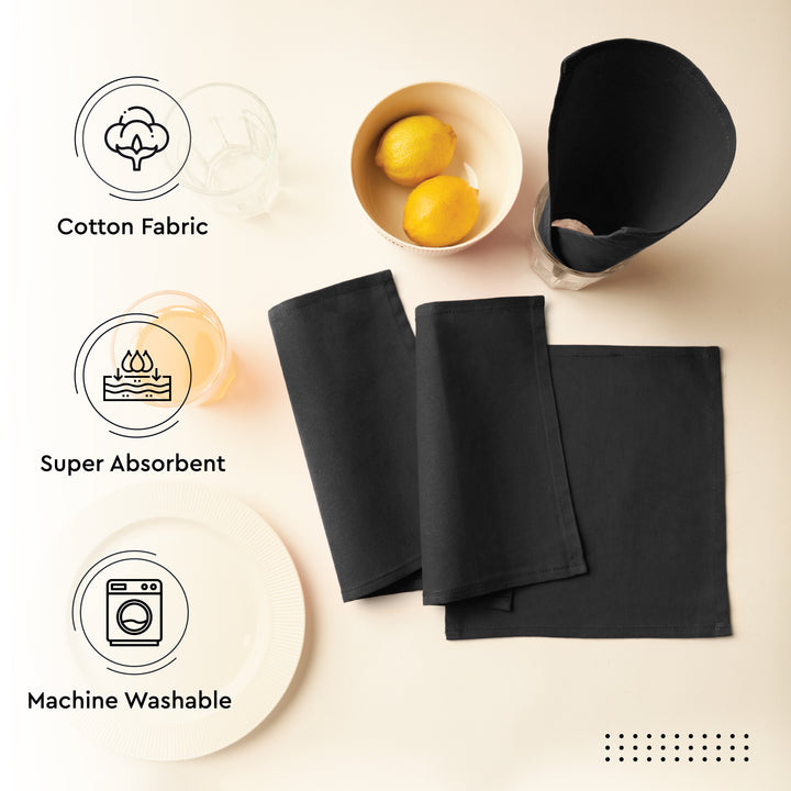 Cotton Charcoal Grey Table Napkins (Pack of 12)