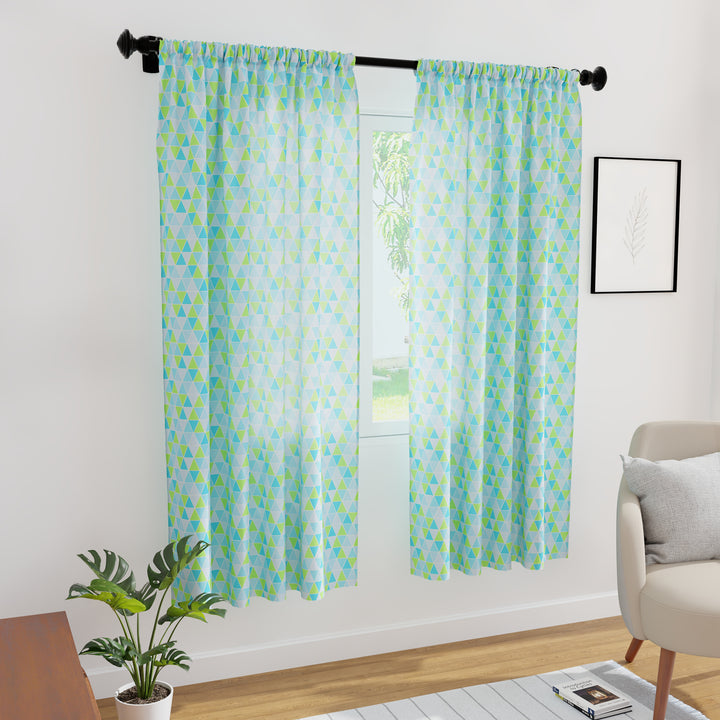 Polyester Triangles Aqua Curtain (Pack of 2)