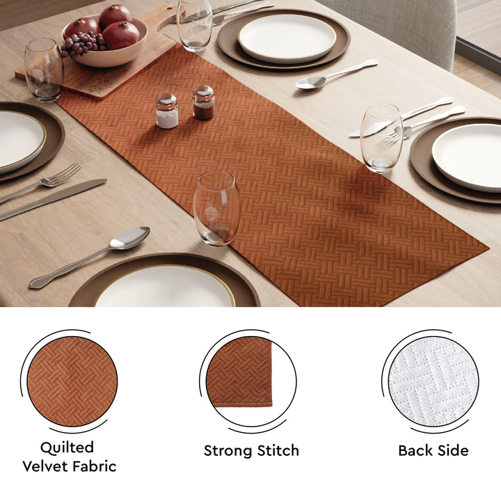 Quilted Velvet Orange Table Runner