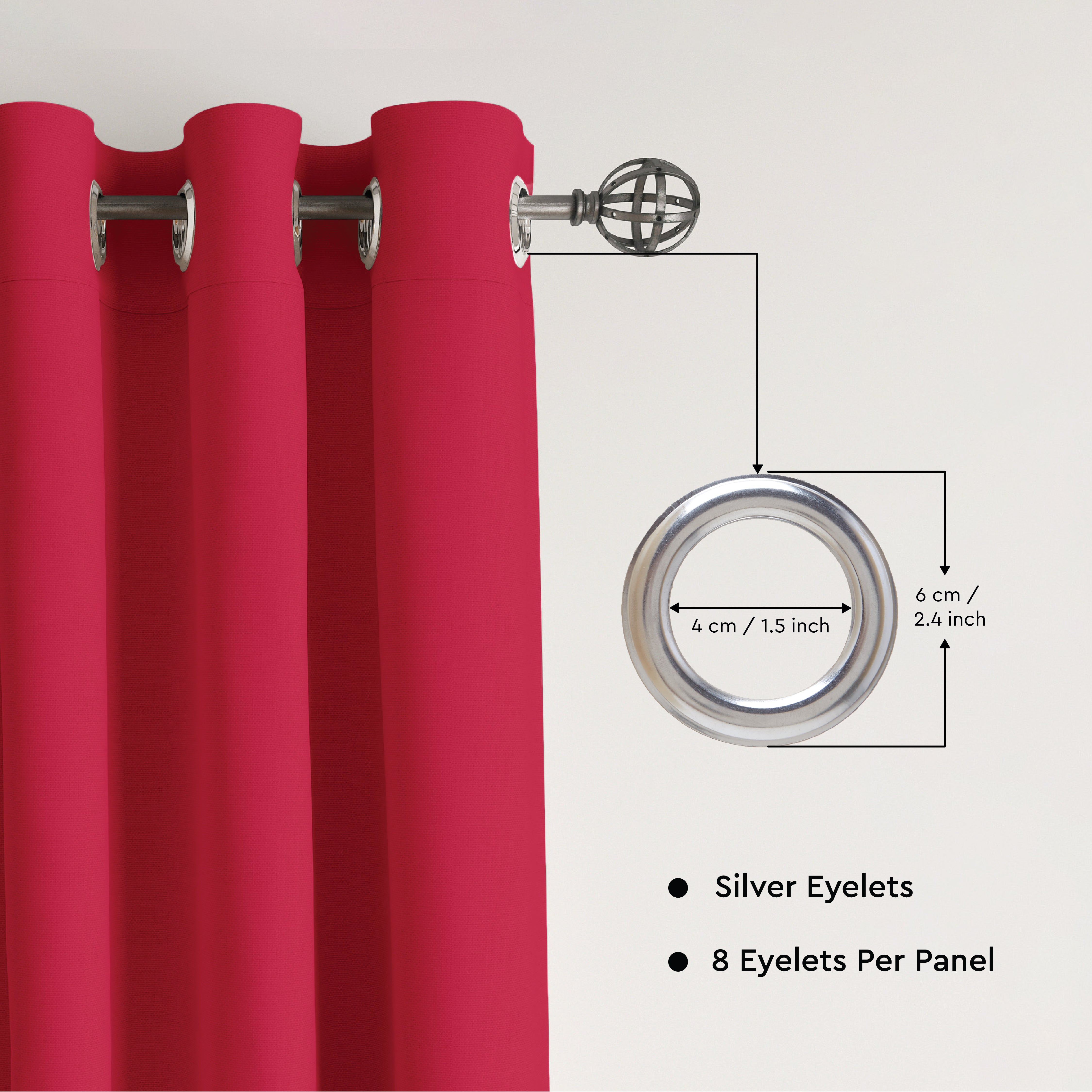 Canvas Hot Pink Curtain (Pack of 1)