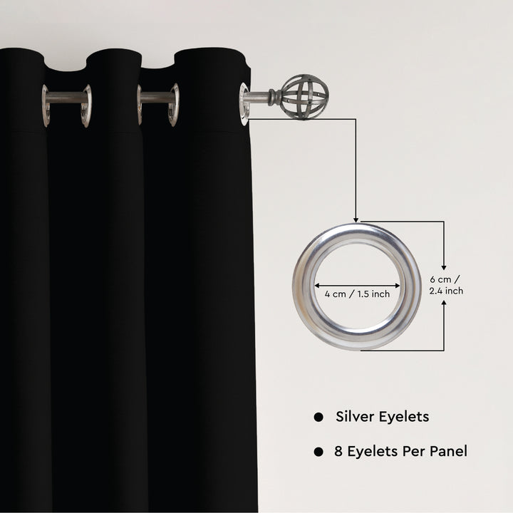 Canvas Jet Black Curtain (Pack of 1)