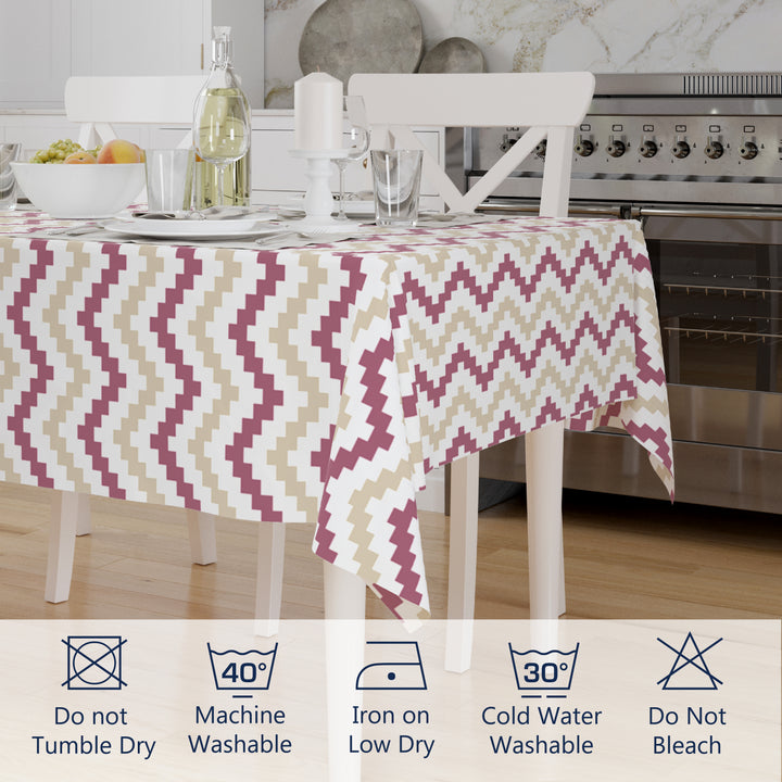 Polyester Chevron Brown Table Cloth (Pack of 1)