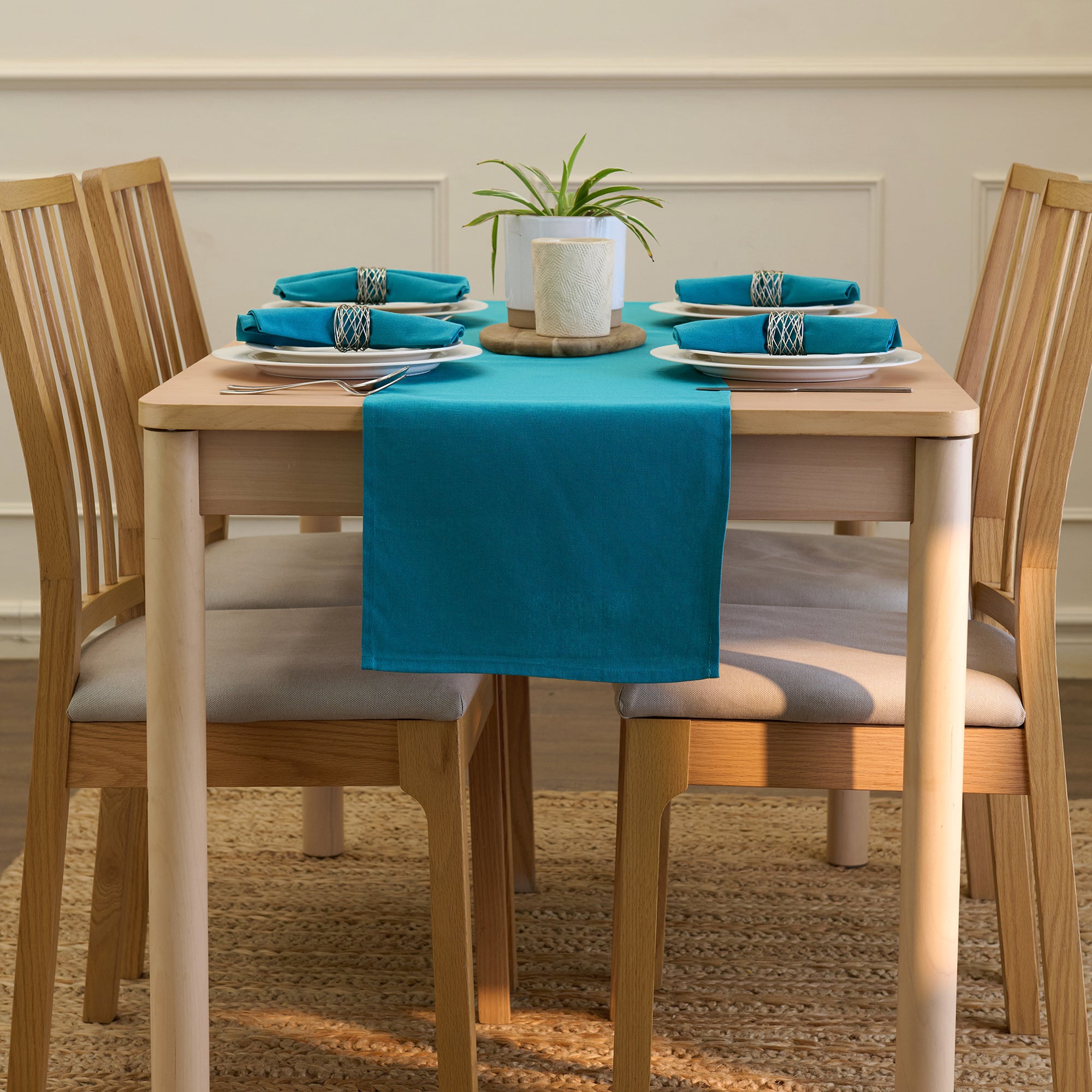 Cotton Azul Blue Table Runner (Pack of 1)