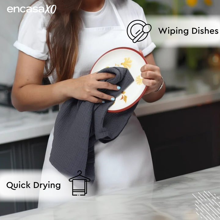 Cotton Grey Kitchen Towel (Pack of 4)