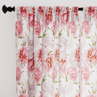 Polyester Peonies Curtain (Pack of 2)