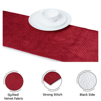 Quilted Velvet Red Table Runner