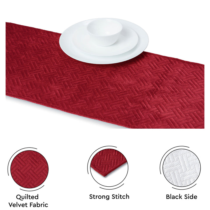 Quilted Velvet Red Table Runner