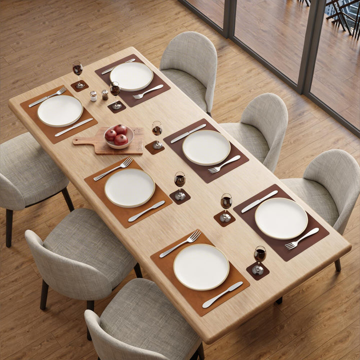 2 Sided Leather Brown & Tan Placemat + Coaster