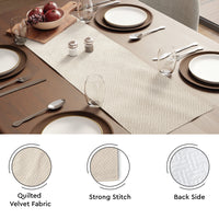 Quilted Velvet Beige Table Runner