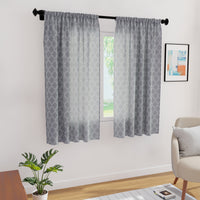 Polyester Trellis Grey Curtain (Pack of 2)