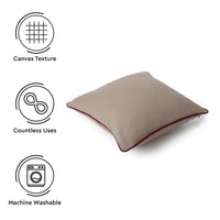 Cotton Maroon+Beige Cushion Cover (Pack of 2)
