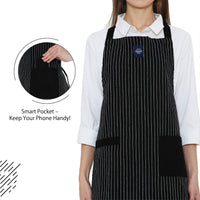 Cotton Butcher Stripes Black Apron (Pack of 1)