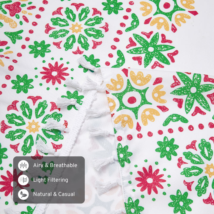 Polyester Boho Bright Green Table Cloth (Pack of 1)