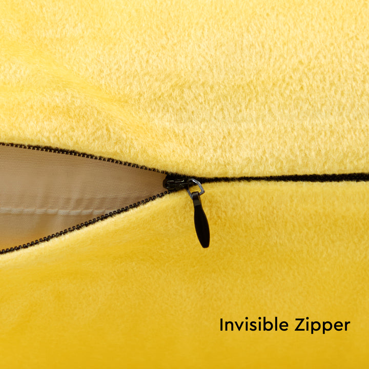 Velvet Lemon Yellow Cushion Cover (Pack of 2)