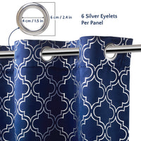 Blackout Polyester Trellis Navy Curtain (Pack of 2)