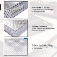 Leather Silver Leather Serving Tray Combo