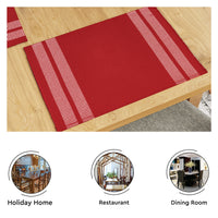 Cotton Ladder Red Table Runner+Placemat (Pack of 5)