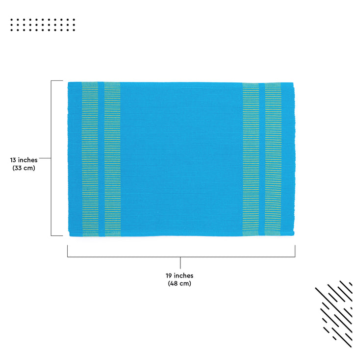 Ribbed Cotton Ladder Turq Blue Placemat (Pack of 6)