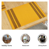 Cotton Ladder Yellow Table Runner+Placemat (Pack of 5)