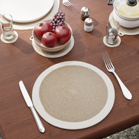 Cotton Beige & Off White Dinning Table Combo (Pack of 11)
