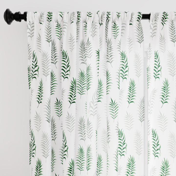 Polyester Palm Green Curtain (Pack of 2)