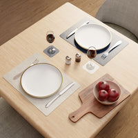 2 Sided Leather Grey & Blue Placemat + Coaster