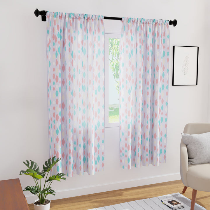 Polyester Teardrops Lilac Curtain (Pack of 2)