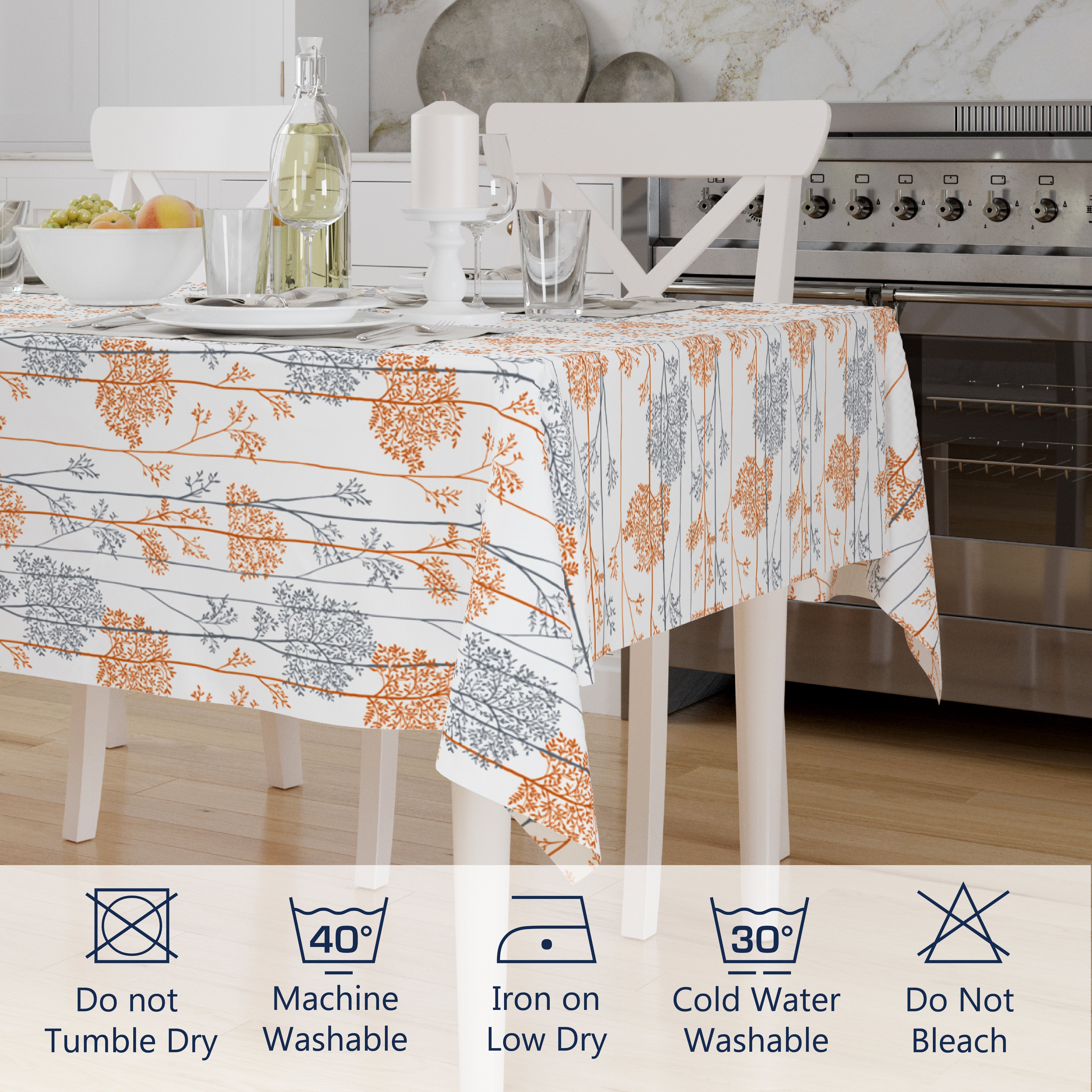 Polyester Orange Branches Table Cloth (Pack of 1)
