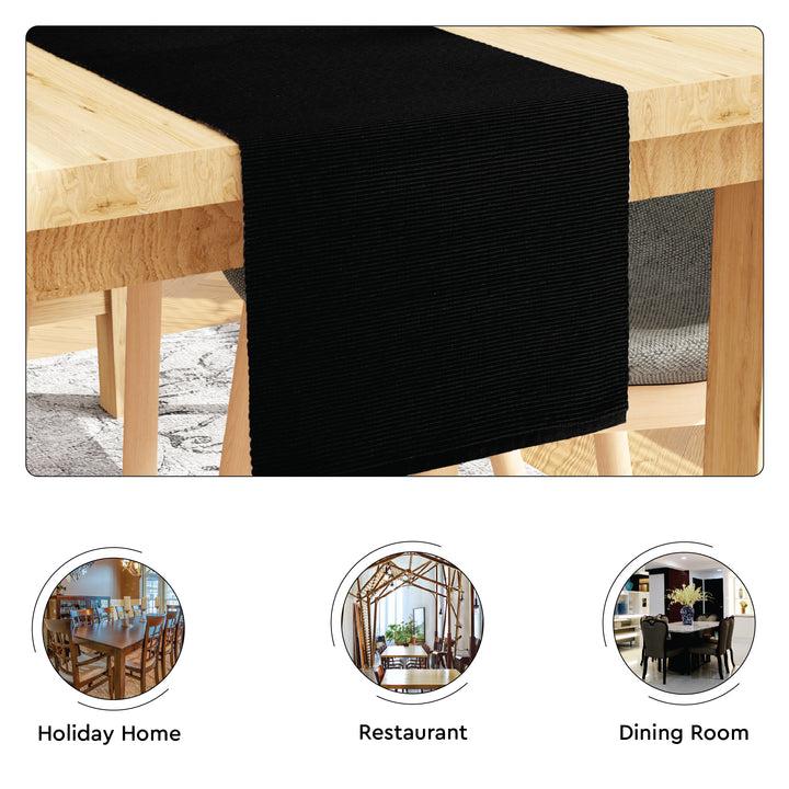 Cotton Solid Black Table Runner (Pack of 1)