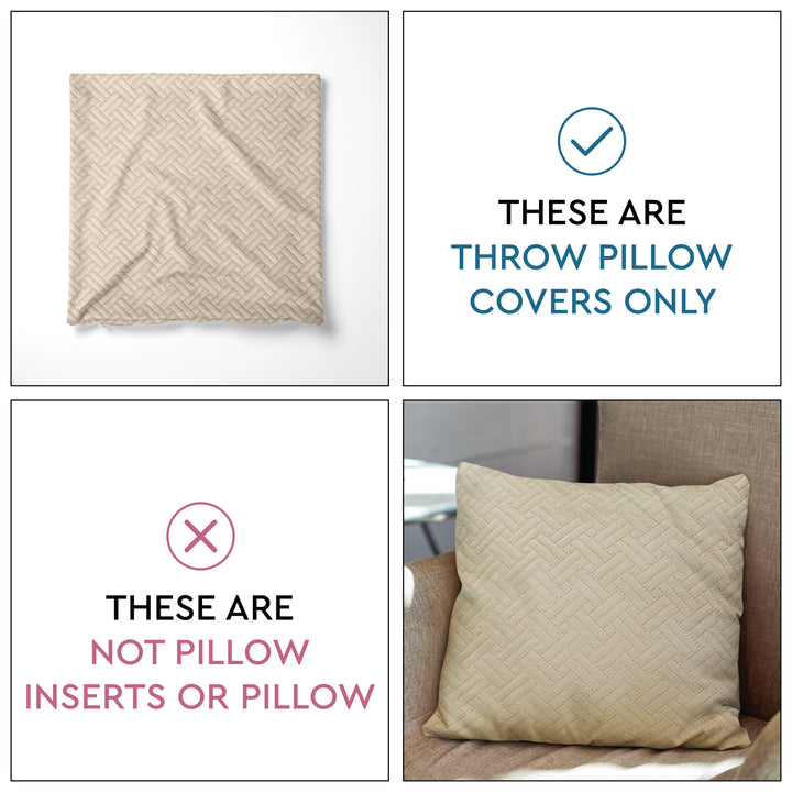 Quilted Velvet Beige Cushion Cover (Pack of 2)