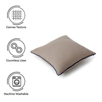 Cotton Navy+Beige Cushion Cover (Pack of 2)