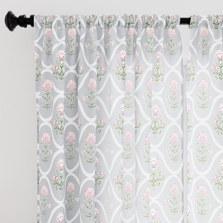 Polyester Light Grey Curtain (Pack of 2)