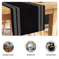 Cotton Ladder Black Table Runner (Pack of 1)