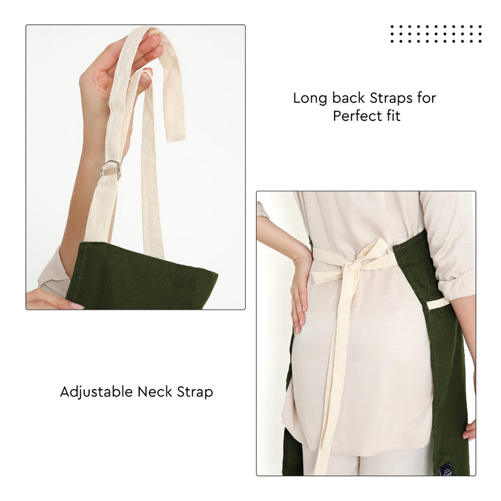 Cotton Leaf Green Apron (Pack of 1)