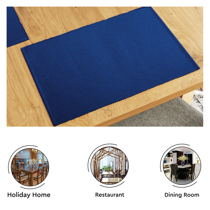 Cotton Franca Blue Table Runner+Placemat (Pack of 5)