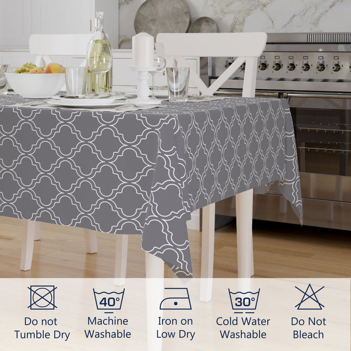 Polyester Grey Trellis Table Cloth (Pack of 1)
