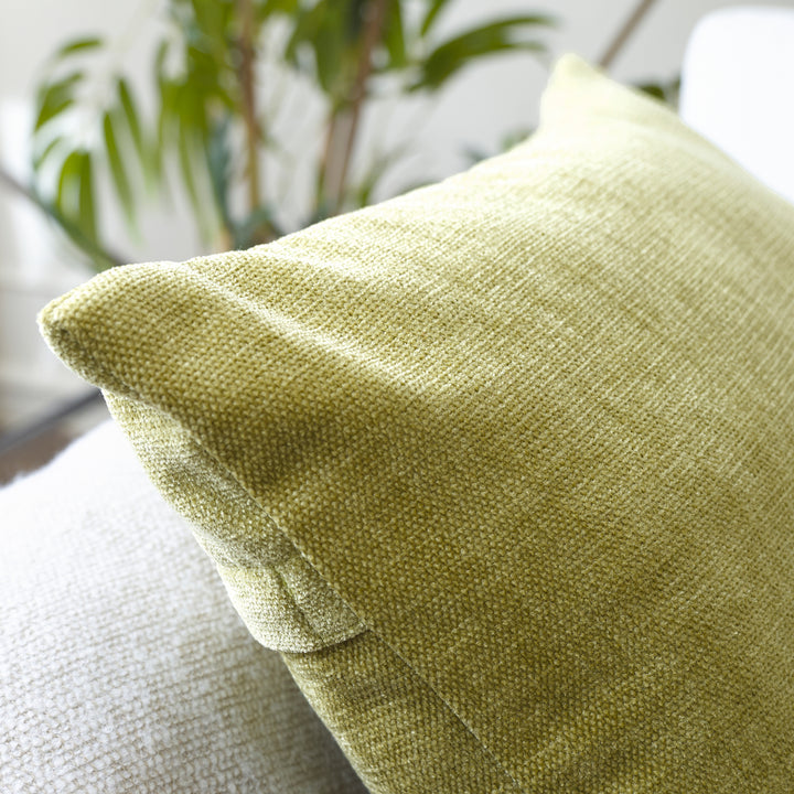 Chenille Solid Olive Cushion Cover (Pack of 1)
