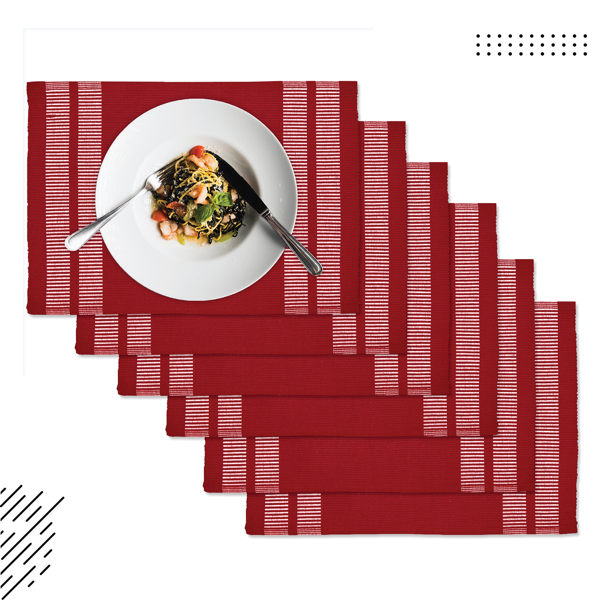 Cotton Ladder Red Placemat (Pack of 6)