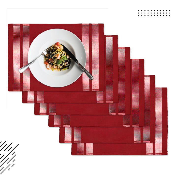 Cotton Ladder Red Placemat (Pack of 6)