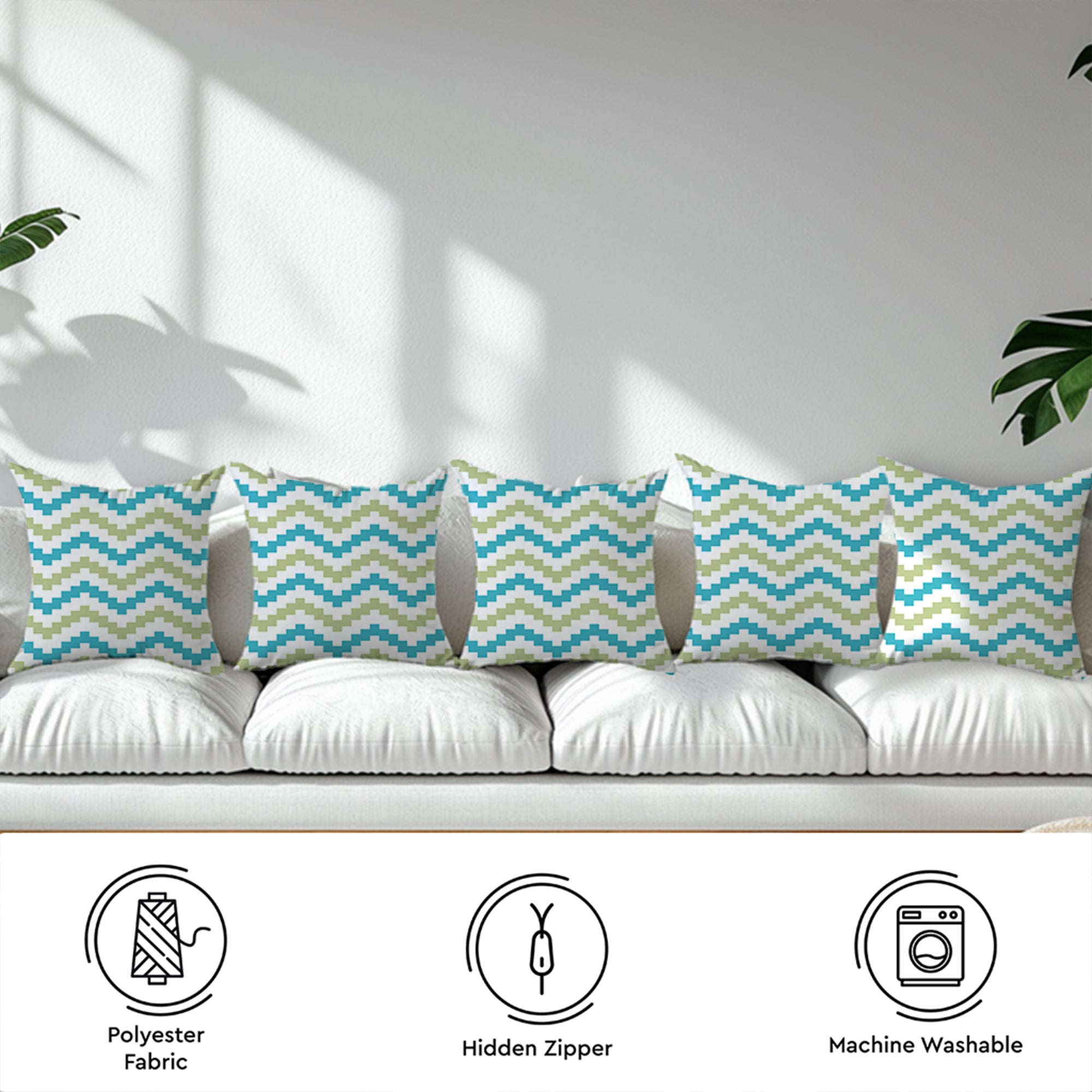 Micro Chevron Green Cushion Cover