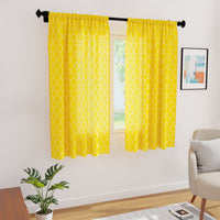 Polyester Trellis Yellow Curtain (Pack of 2)