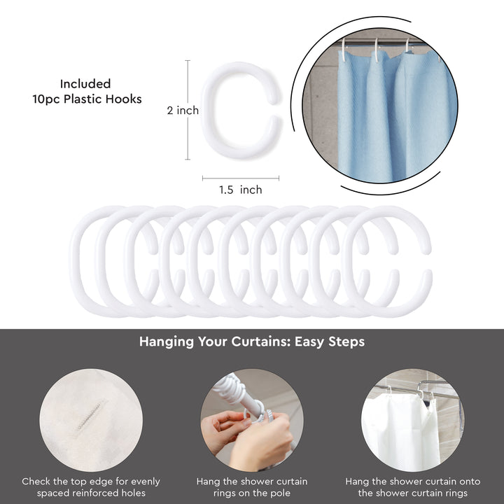 Polyester Blue Shower Curtain + Bathmat (Pack of 3)