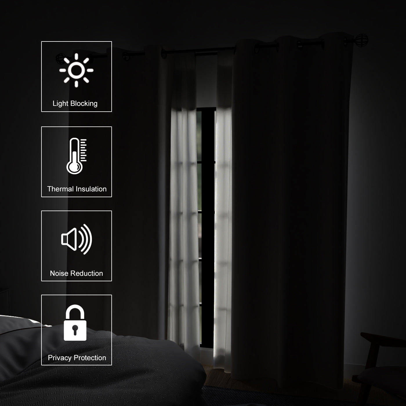 Blackout Beige Curtain (Pack of 2)