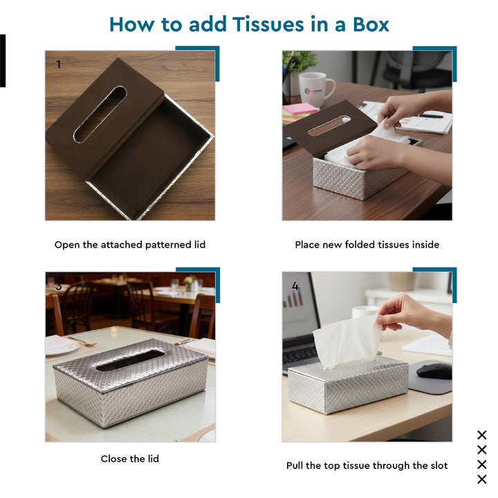 PU Leather Silver + Light Gold Tissue Box (Pack of 2)