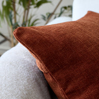 Chenille Solid Rust Orange Cushion Cover (Pack of 1)