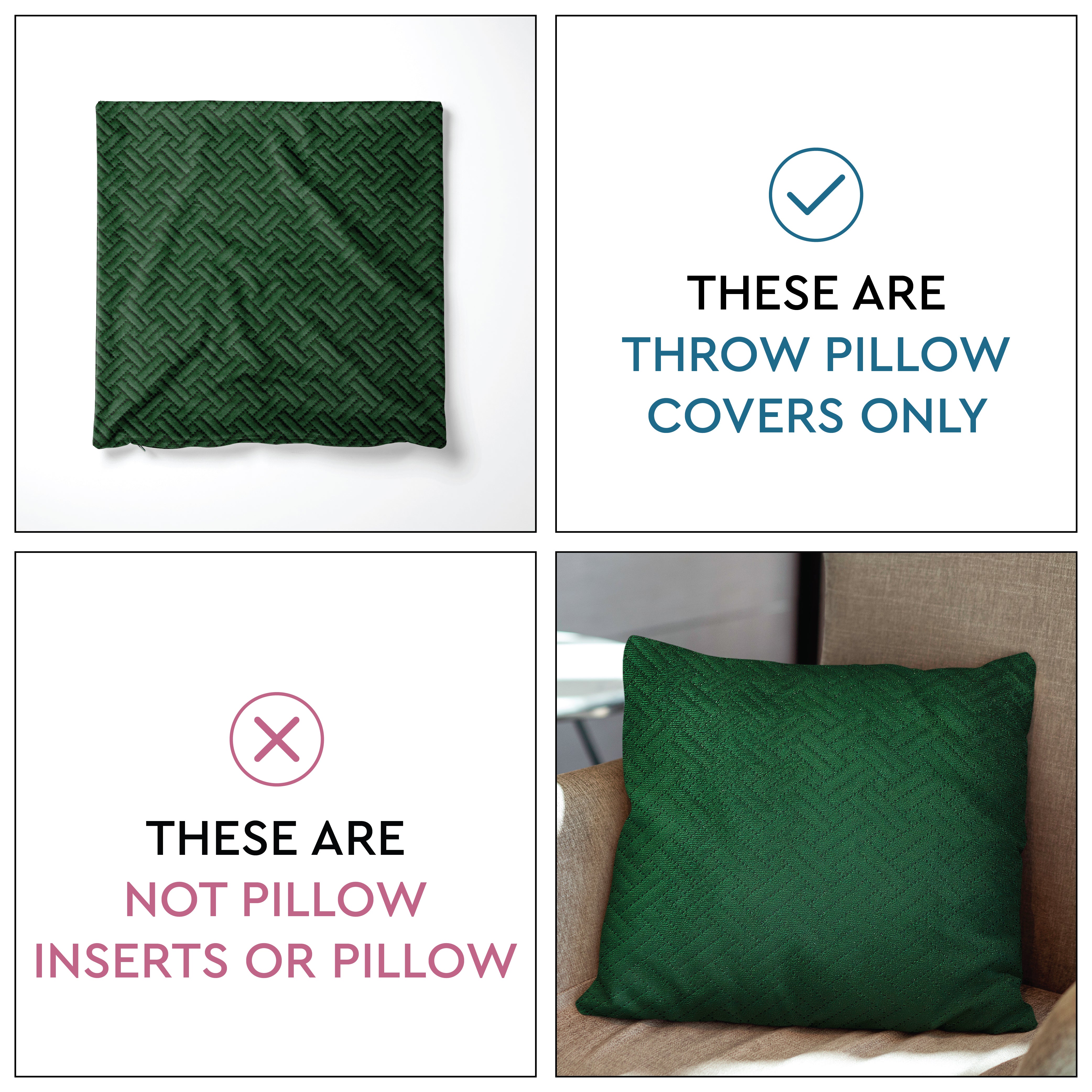 Quilted Velvet Forest Green Cushion Cover (Pack of 1)
