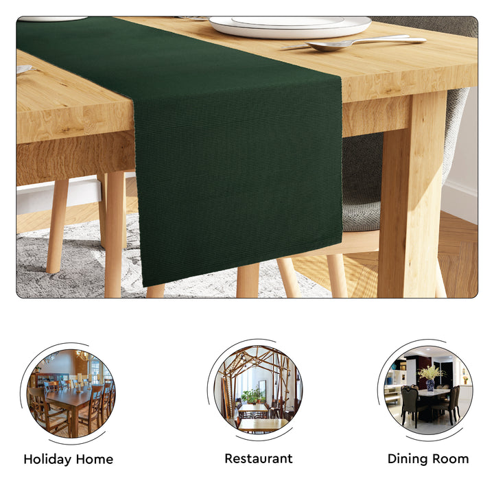 Cotton Dark Green Table Runner (Pack of 1)